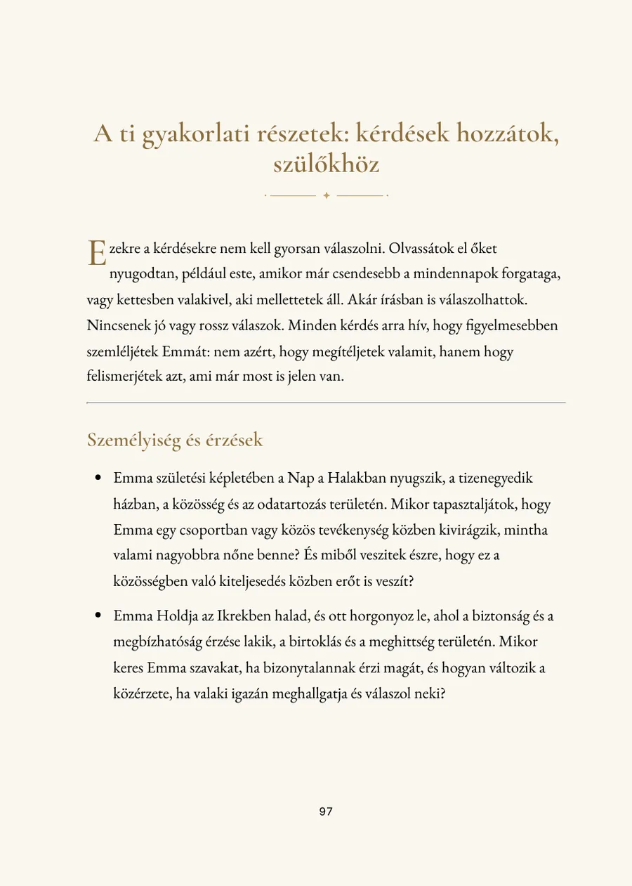 Gyermekhoroszkóp könyv, gyakorlati rész kérdésekkel