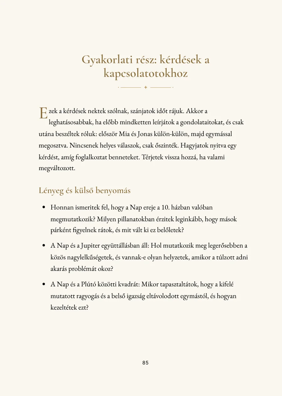 Kompozit horoszkóp könyv, gyakorlati rész kérdésekkel
