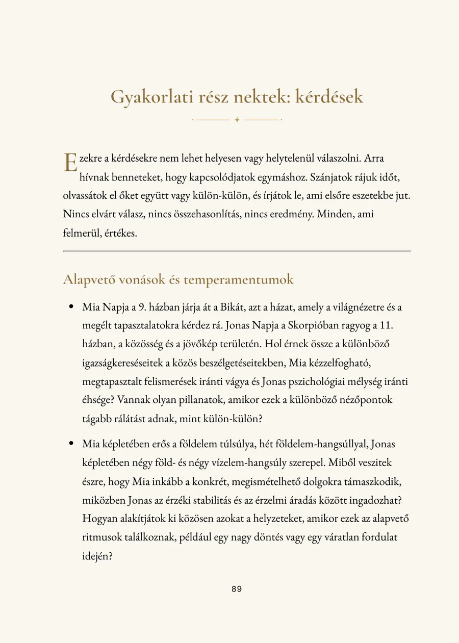 Párkapcsolati horoszkóp könyv, gyakorlati rész kérdésekkel