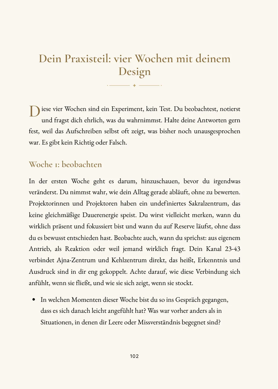 Human Design: Praxisteil mit Fragen