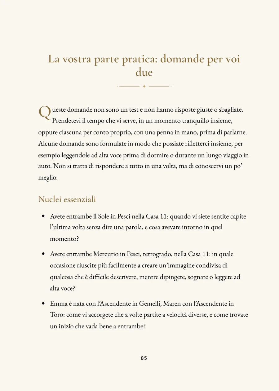 Libro dell'oroscopo tra genitori e figli: la parte pratica con domande