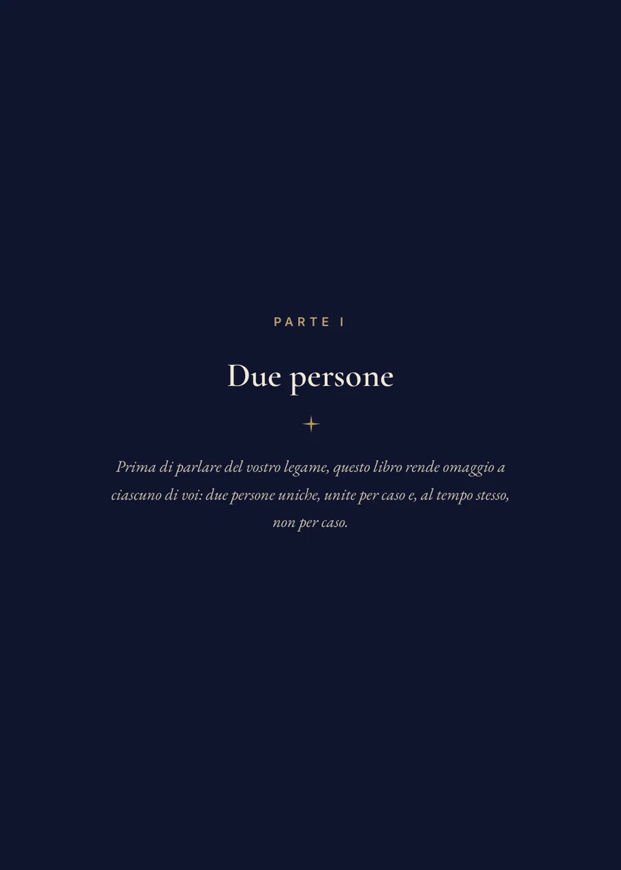 Libro dell'oroscopo tra genitori e figli, pagina divisoria Parte I