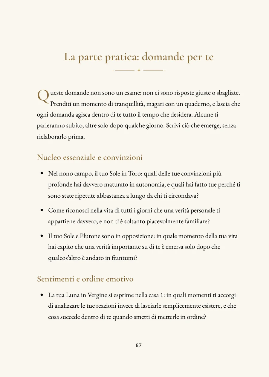 Libro del tema natale: parte pratica con domande