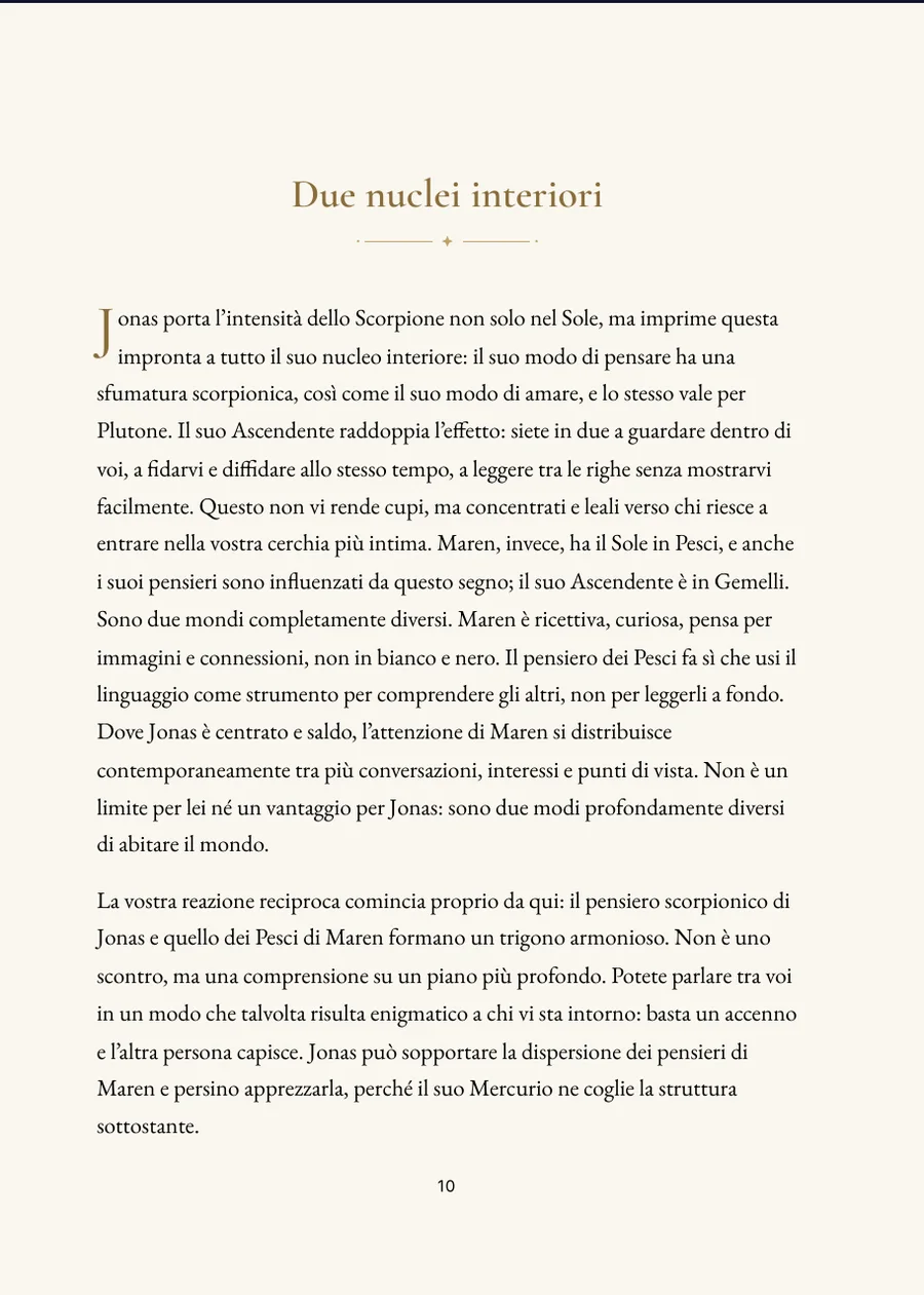 Libro dell'oroscopo tra fratelli e sorelle - Pagina di capitolo con testo autentico