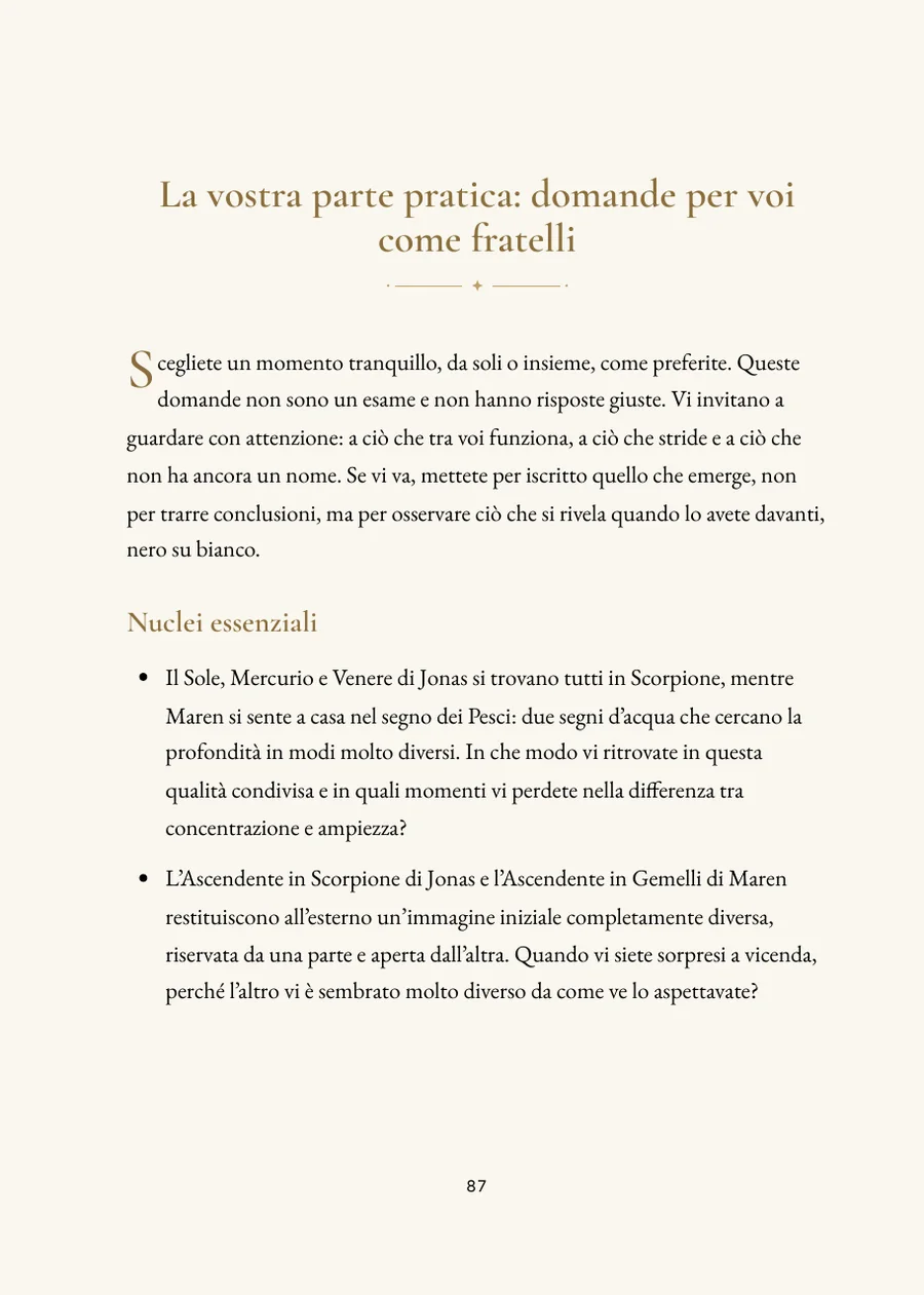 Libro dell'oroscopo tra fratelli e sorelle, parte pratica con domande