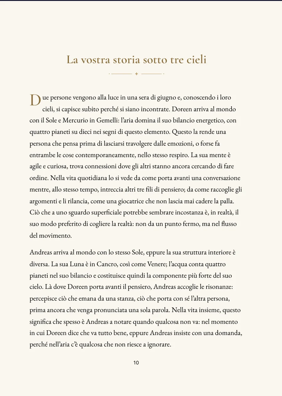 Libro dell'oroscopo del matrimonio: pagina del capitolo con testo reale