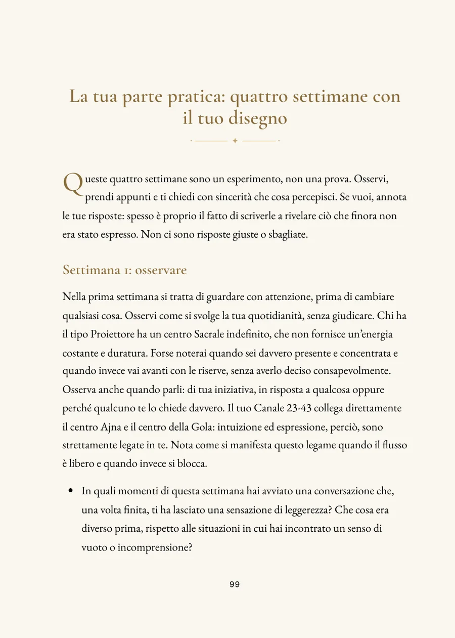 Human Design: sezione pratica con domande