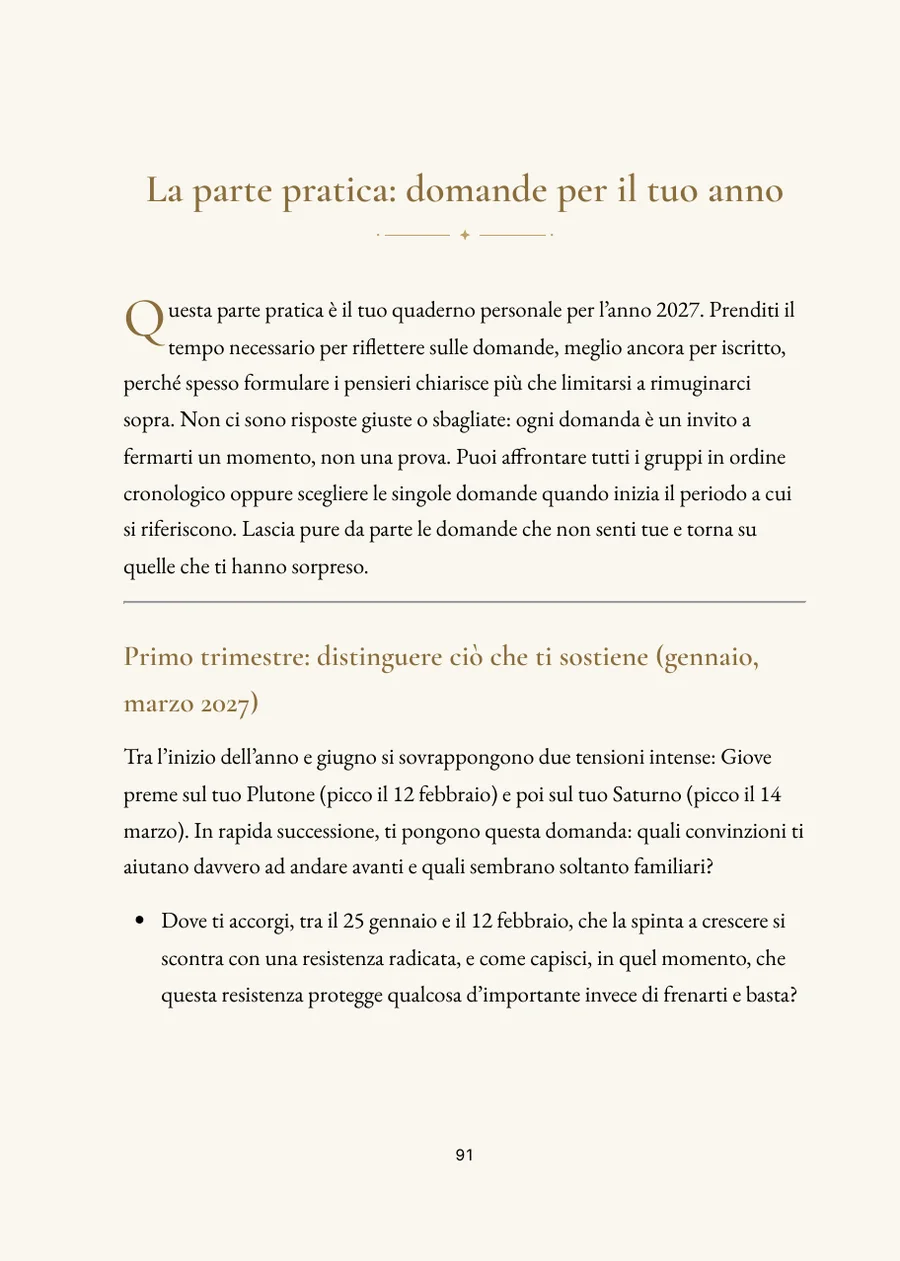 Oroscopo annuale 2027, Parte pratica con domande