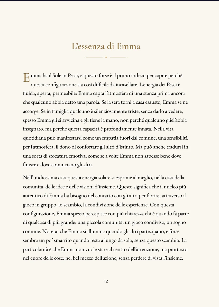 Libro del tema natale del bambino: pagina del capitolo con testo reale