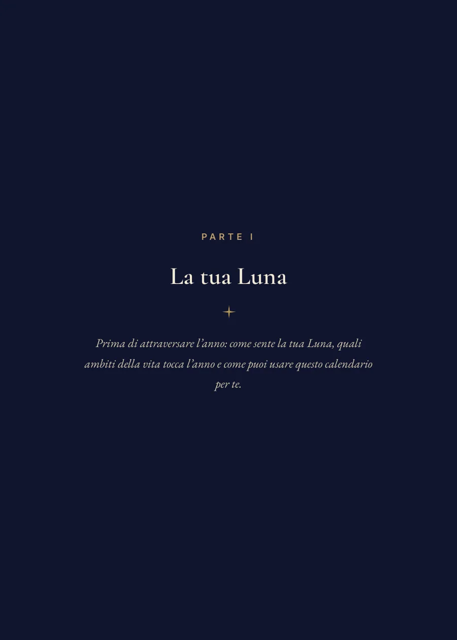 Calendario lunare personale 2027: pagina divisoria della Parte I