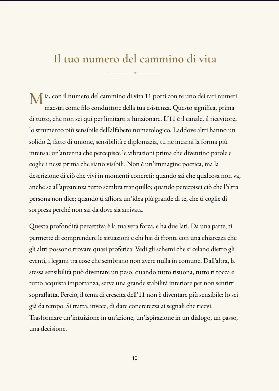 Libro di numerologia: pagina di un capitolo con testo autentico