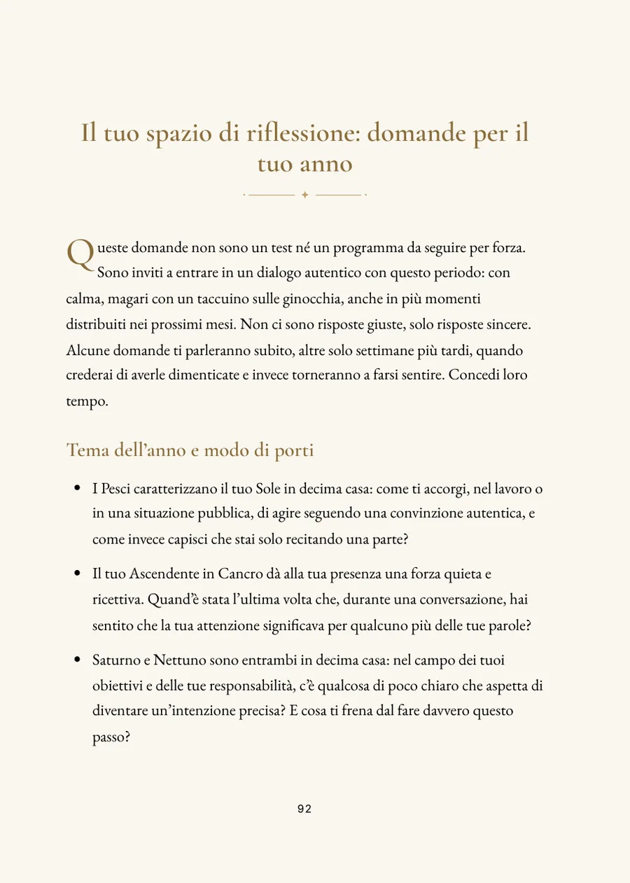 Libro per un compleanno importante, sezione pratica con domande