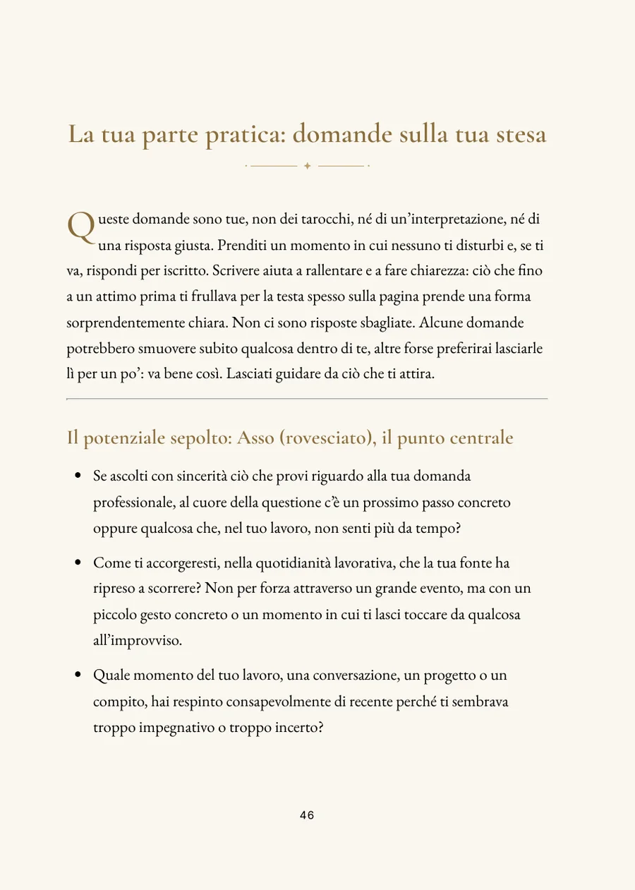 Libro della stesa di tarocchi: parte pratica con domande