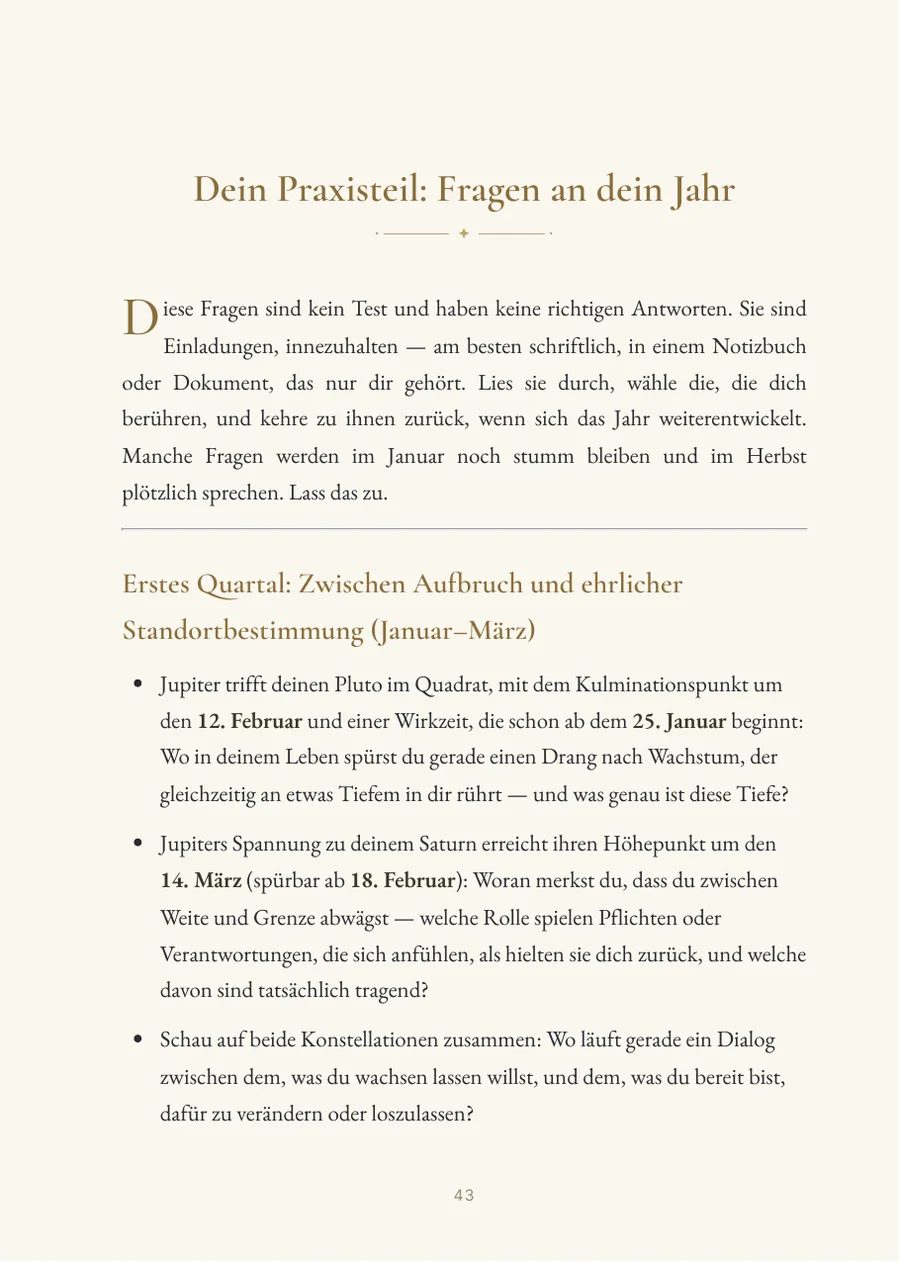 Jahreshoroskop – Praxisteil mit Fragen