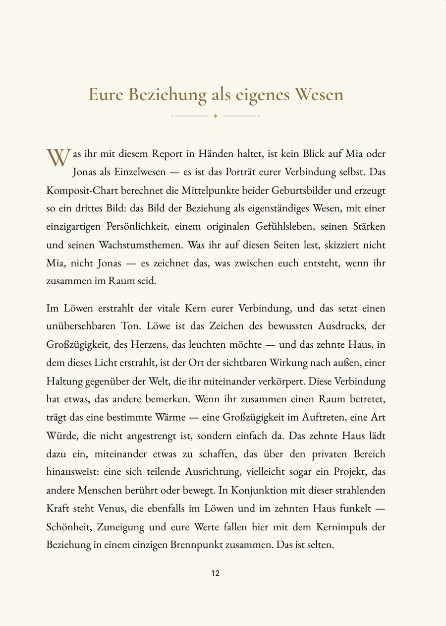 Komposithoroskop – Kapitelseite mit echtem Text