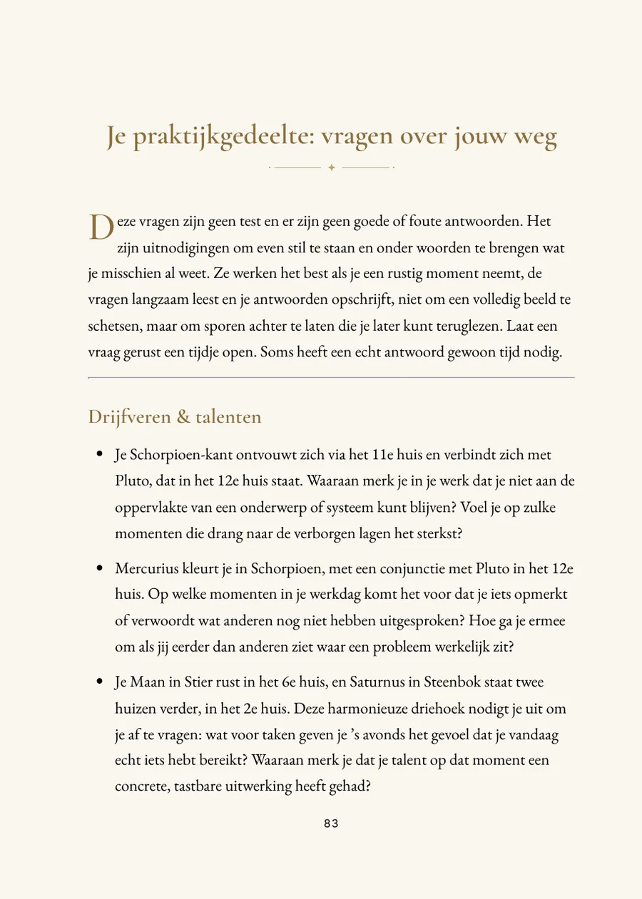 Loopbaanhoroscoopboek: Beroep en talenten, praktijkdeel met vragen