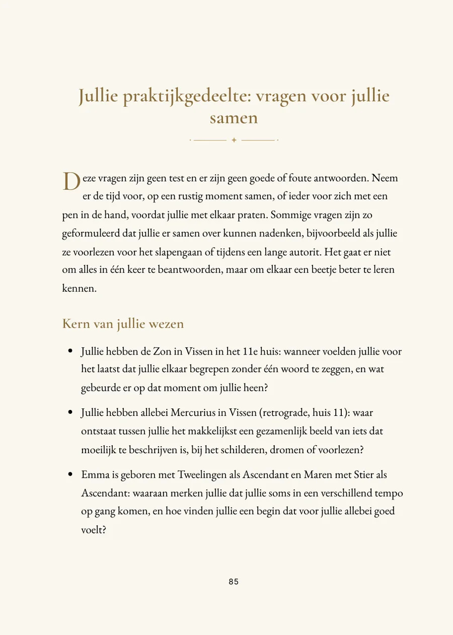 Ouder-kindhoroscoopboek: praktisch deel met vragen
