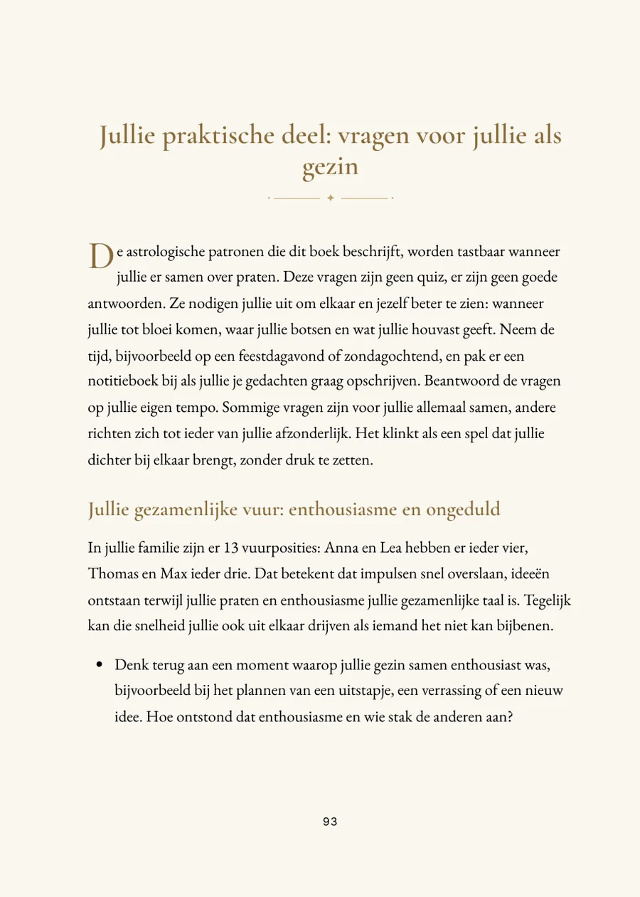 Familiehoroscoopboek: praktijkdeel met vragen