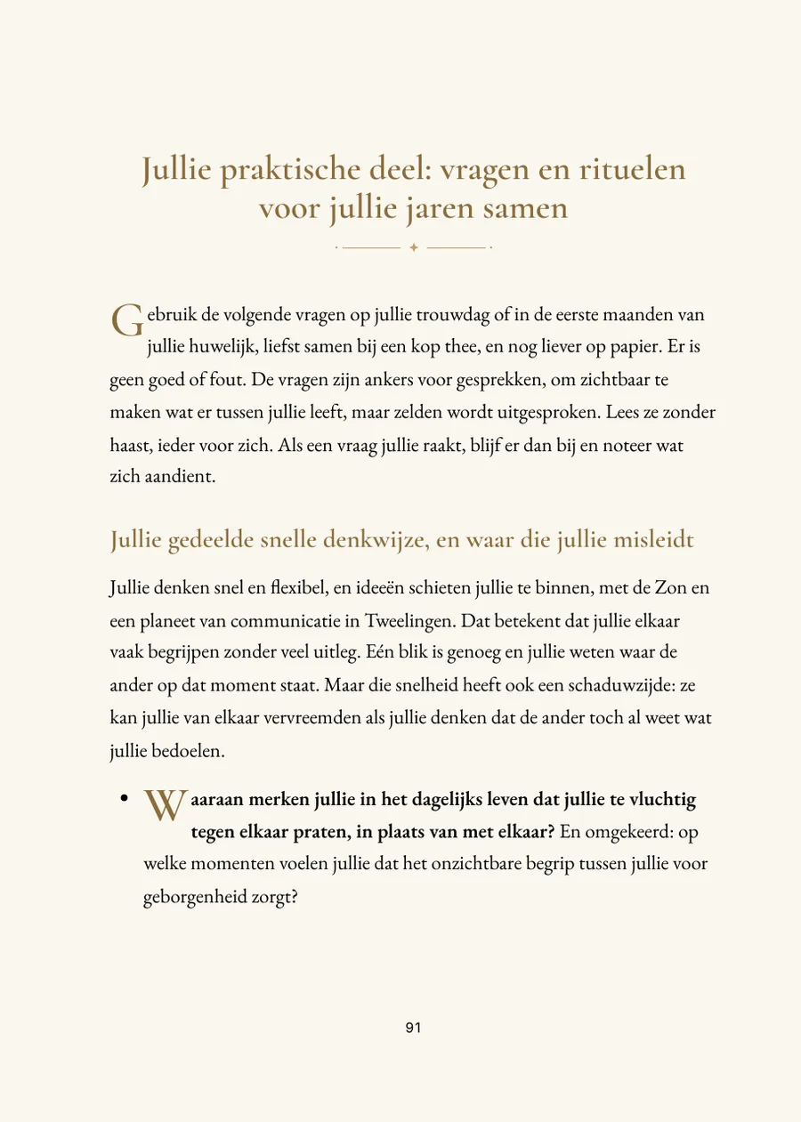Huwelijkshoroscoopboek: praktijkdeel met vragen