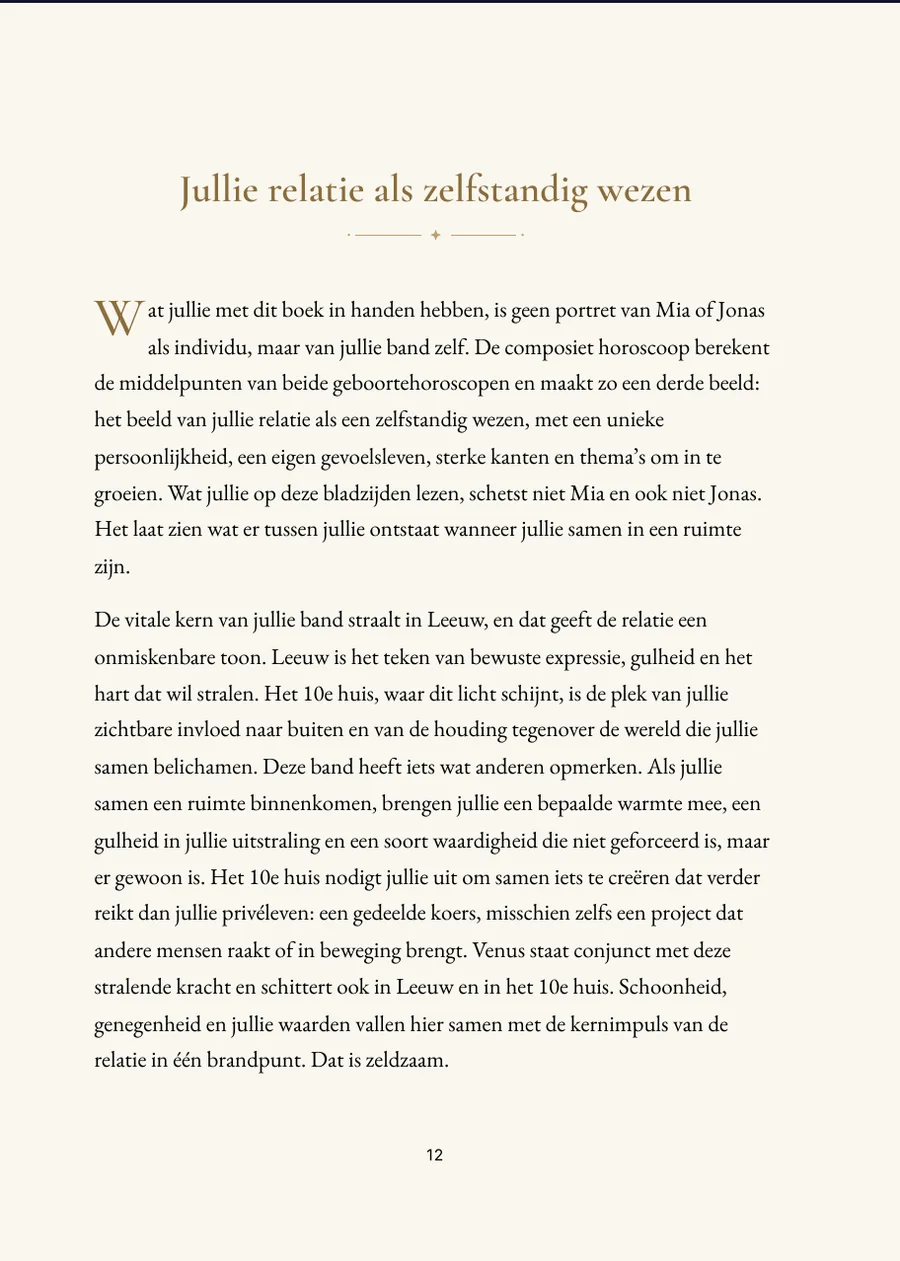 Composiethoroscoopboek, hoofdstukpagina met echte tekst