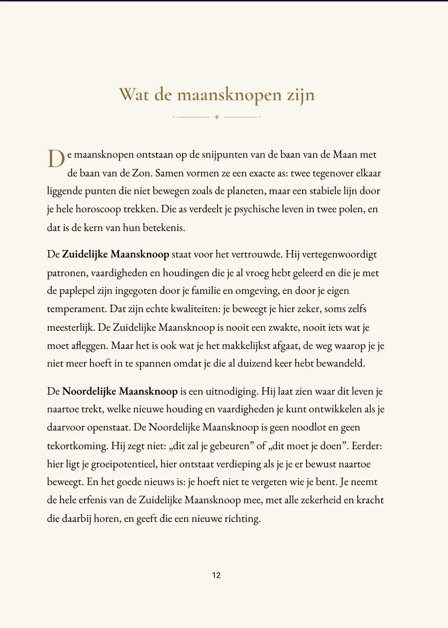 Maansknopenboek, hoofdstukpagina met echte tekst