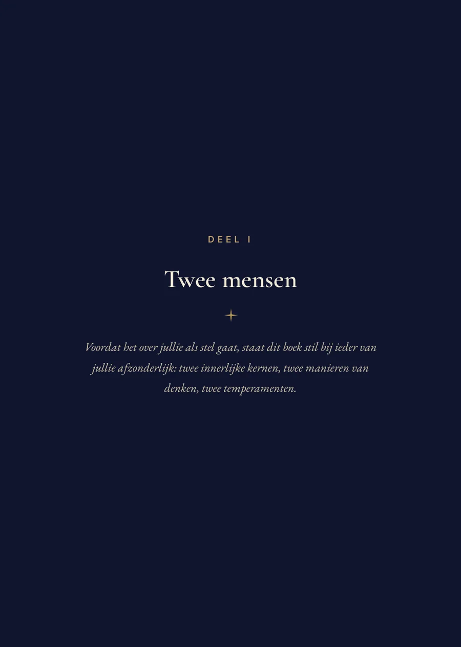 Relatiehoroscoopboek, scheidingspagina deel I