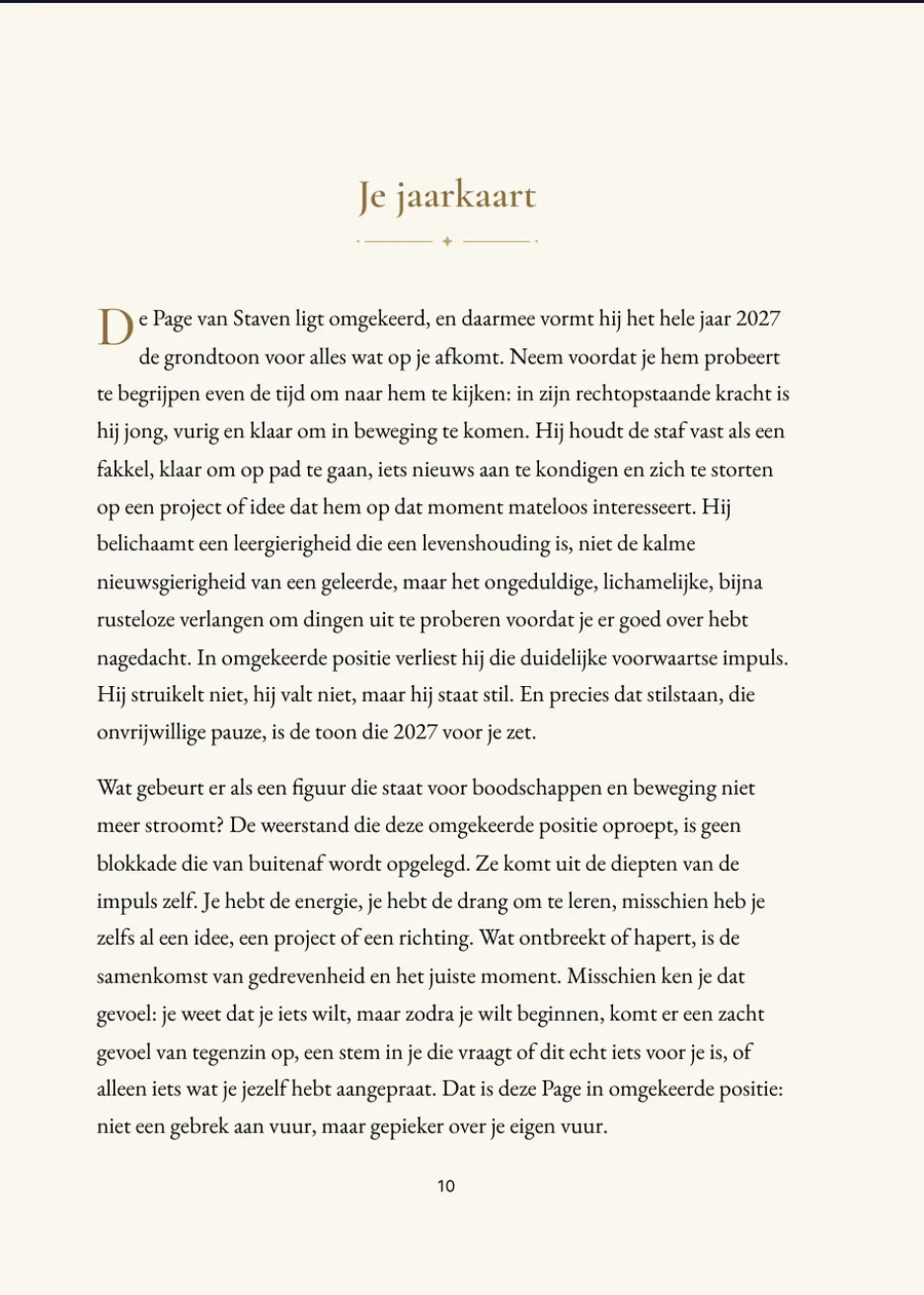 Tarotjaarboek - hoofdstukpagina met echte tekst
