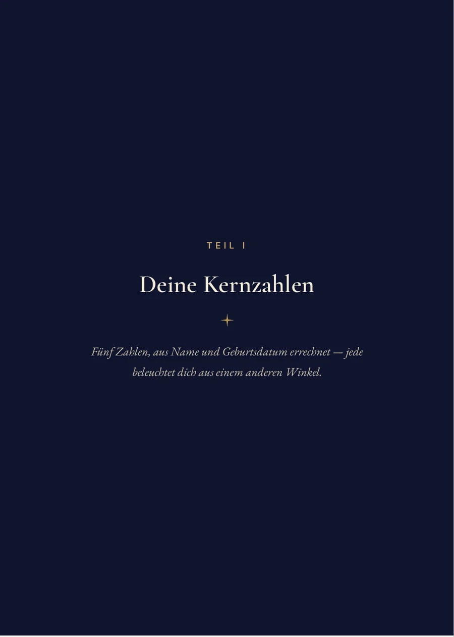 Numerologie-Report – Trennseite Teil I