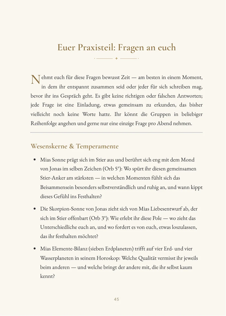 Partnerhoroskop – Praxisteil mit Fragen