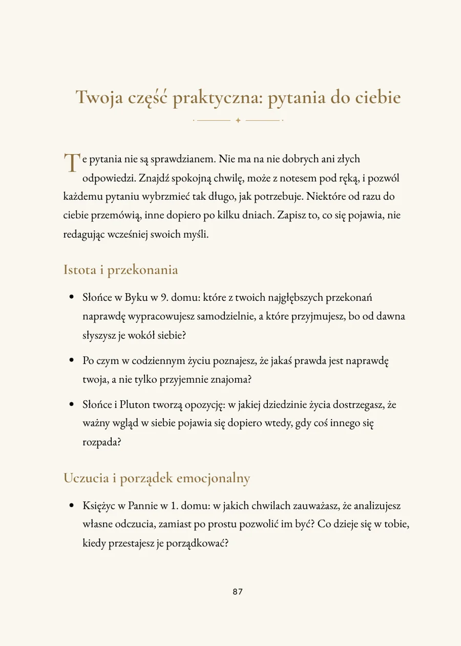 Księga horoskopu urodzeniowego: część praktyczna z pytaniami