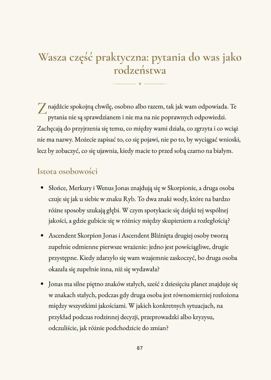 Księga horoskopu rodzeństwa: część praktyczna z pytaniami