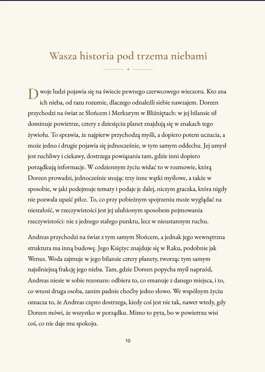 Księga horoskopu ślubnego, strona rozdziału z prawdziwym tekstem