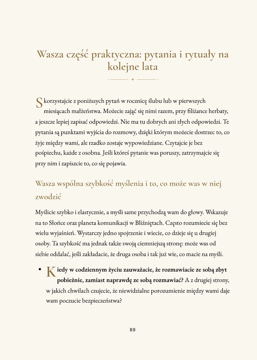 Księga horoskopu ślubnego: część praktyczna z pytaniami