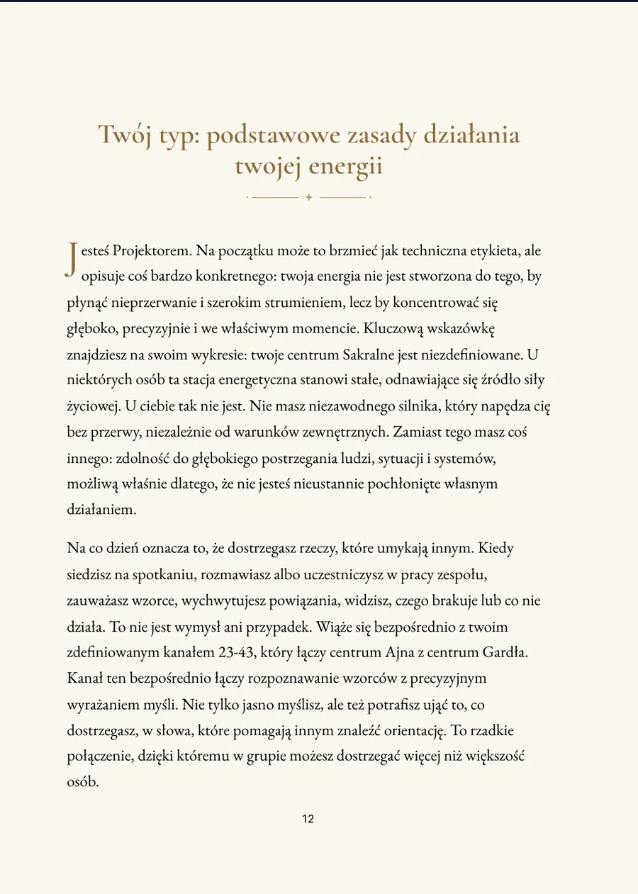 Human Design: strona rozdziału z prawdziwym tekstem