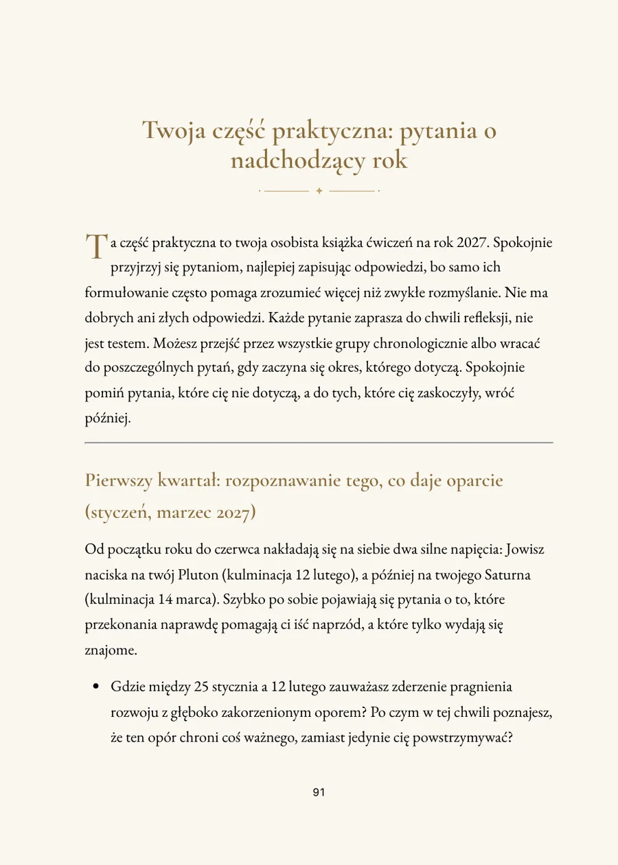 Horoskop roczny 2027, część praktyczna z pytaniami