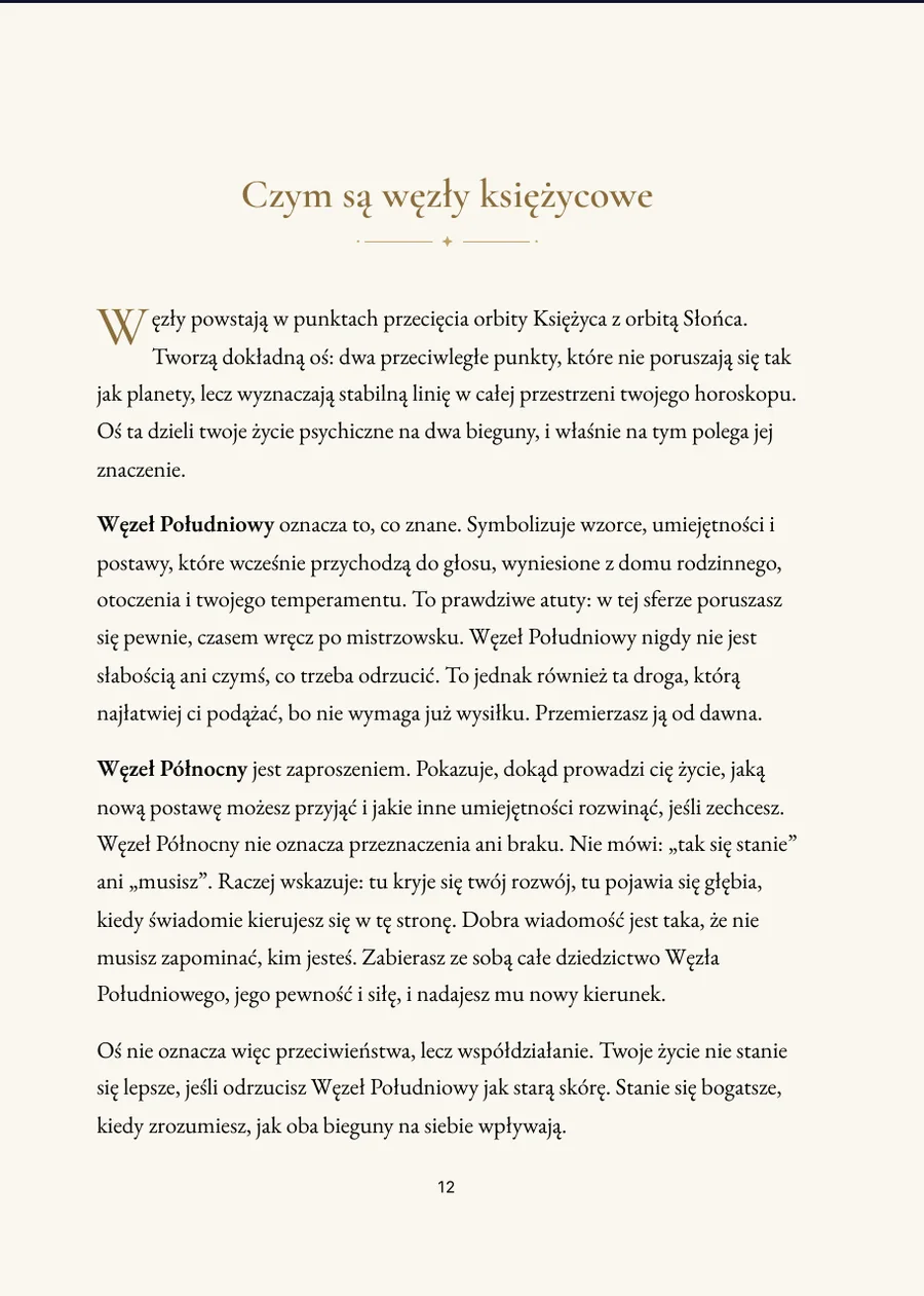 Księga węzłów księżycowych: strona rozdziału z prawdziwym tekstem