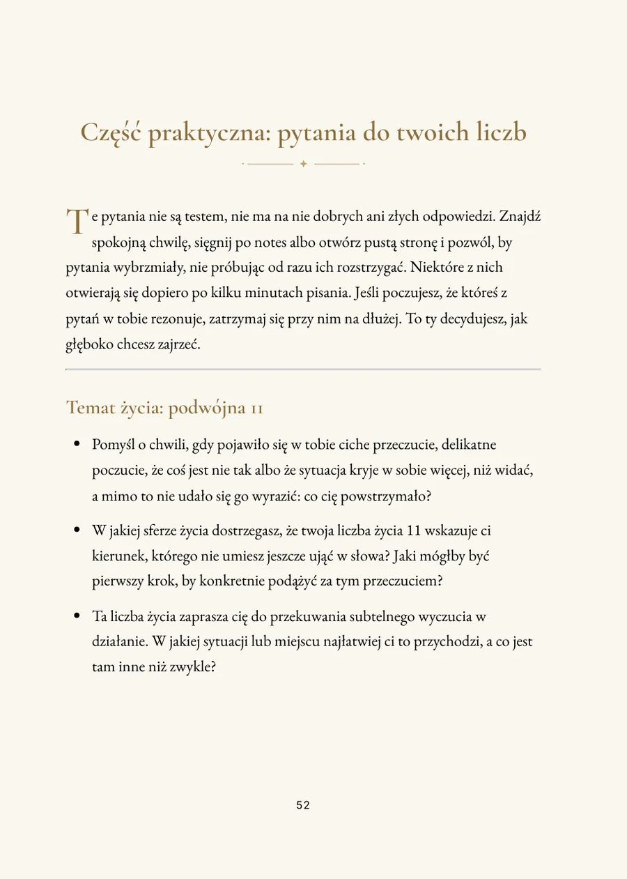 Książka numerologiczna: część praktyczna z pytaniami