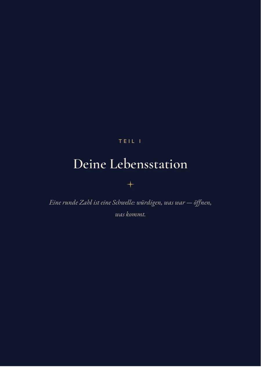 Buch zum runden Geburtstag – Trennseite Teil I