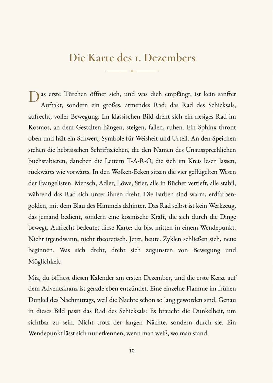 Dein Tarot-Adventskalender 2026: ein geöffnetes Türchen