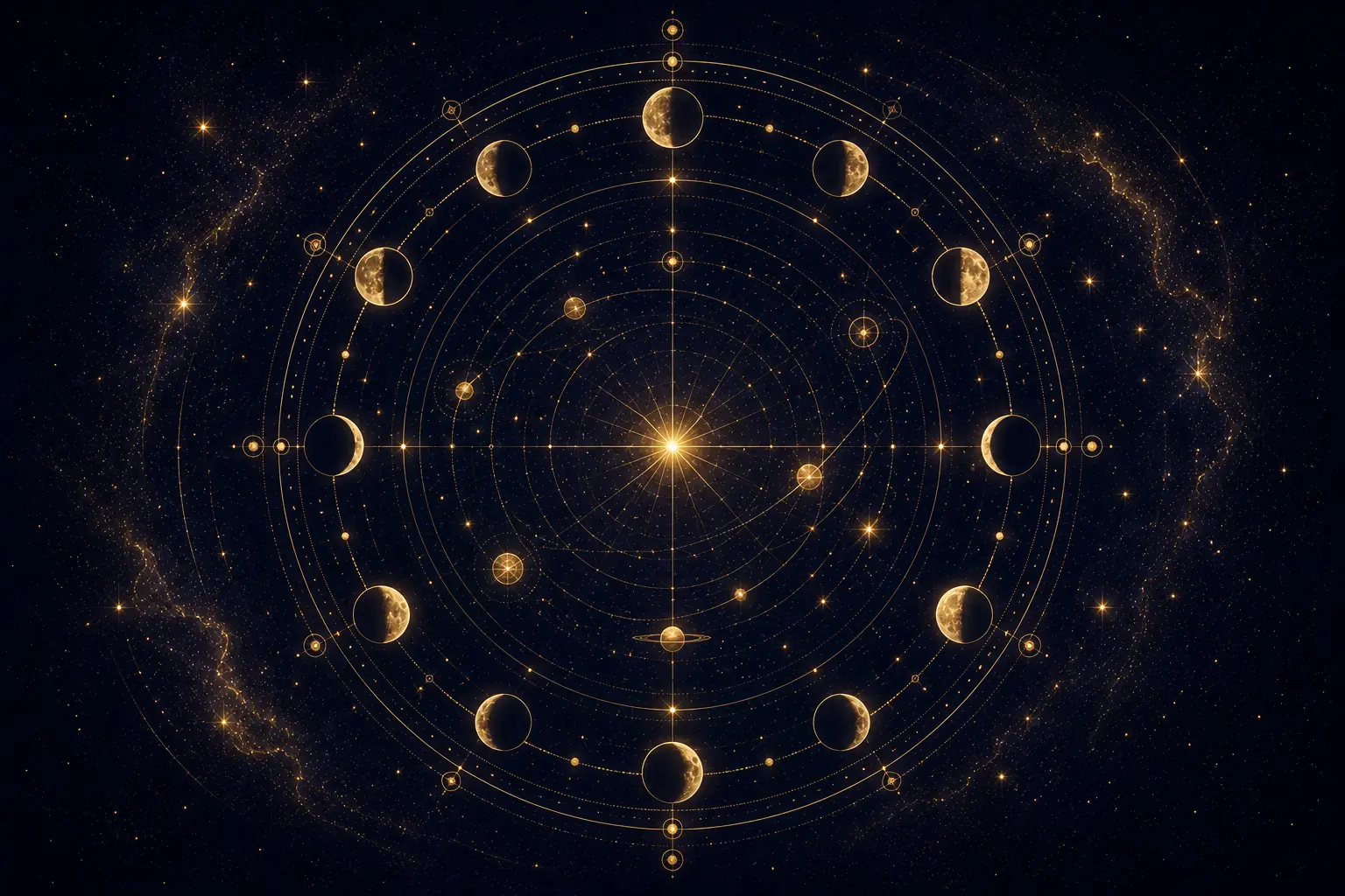 Merkur-Symbol vor einem nächtlichen Sternenhimmel