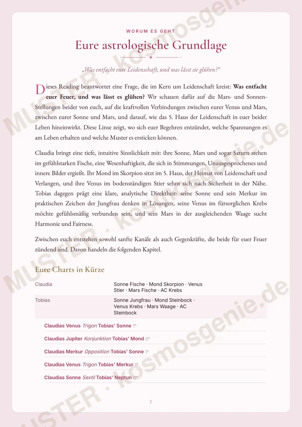Astro Bite „Euer Feuer“ - erste Seite mit der Ausgangslage aus dem Geburtsbild