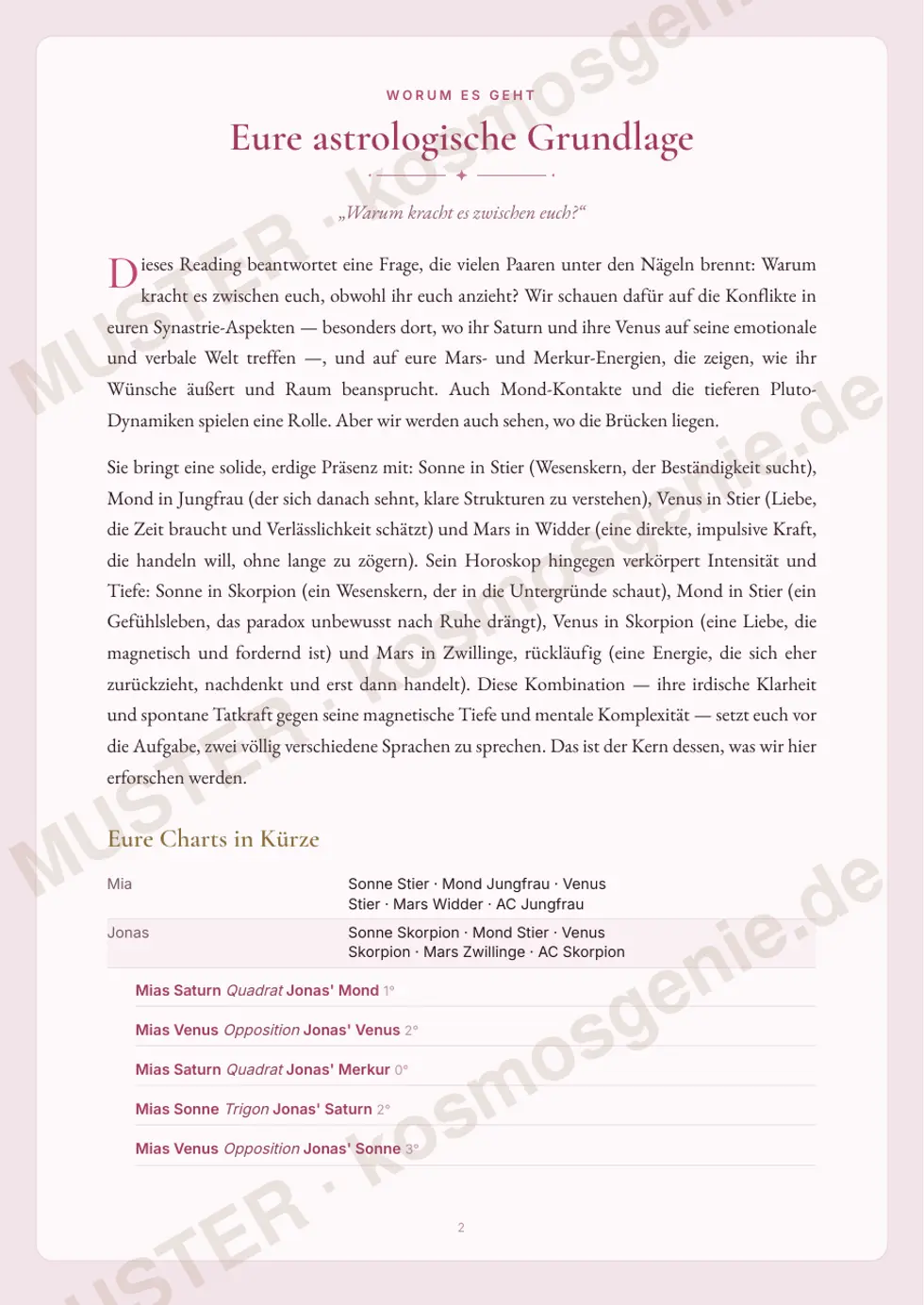 Astro Bite „Euer Konflikt-Code“ - erste Seite mit der Ausgangslage aus dem Geburtsbild
