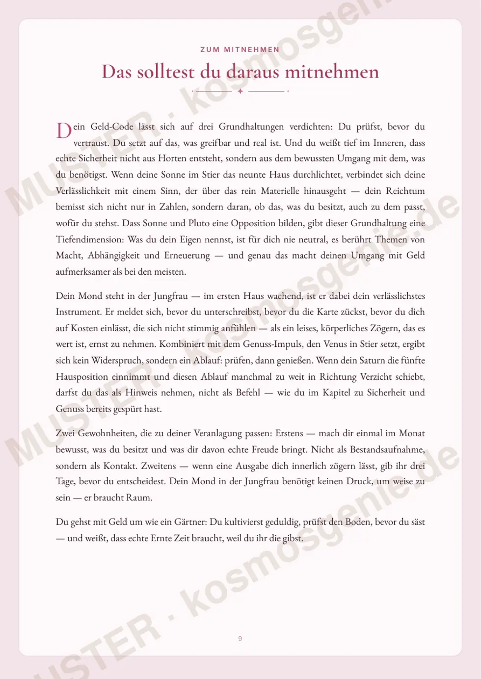 Astro Bite „Dein Geld-Code“ - Seite „Das solltest du daraus mitnehmen“