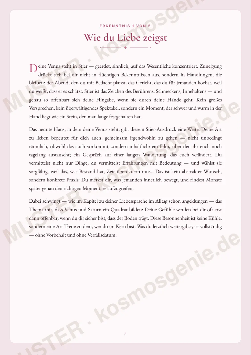 Astro Bite „Deine Liebessprache“ - Seite mit der ersten persönlichen Erkenntnis