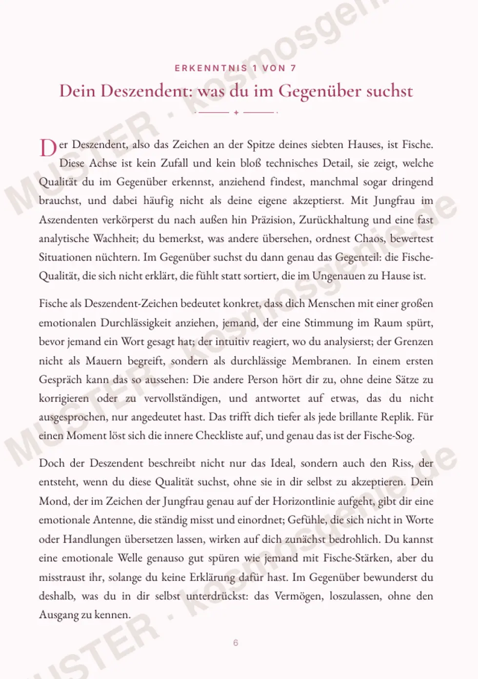 Astro Bite Premium „Dein Beziehungstyp“ - erste Seite einer persönlichen Erkenntnis