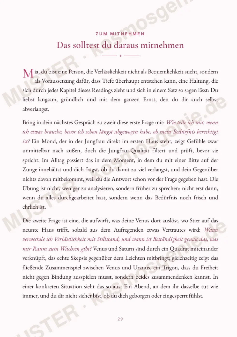 Astro Bite Premium „Dein Beziehungstyp“ - Seite „Das solltest du daraus mitnehmen“