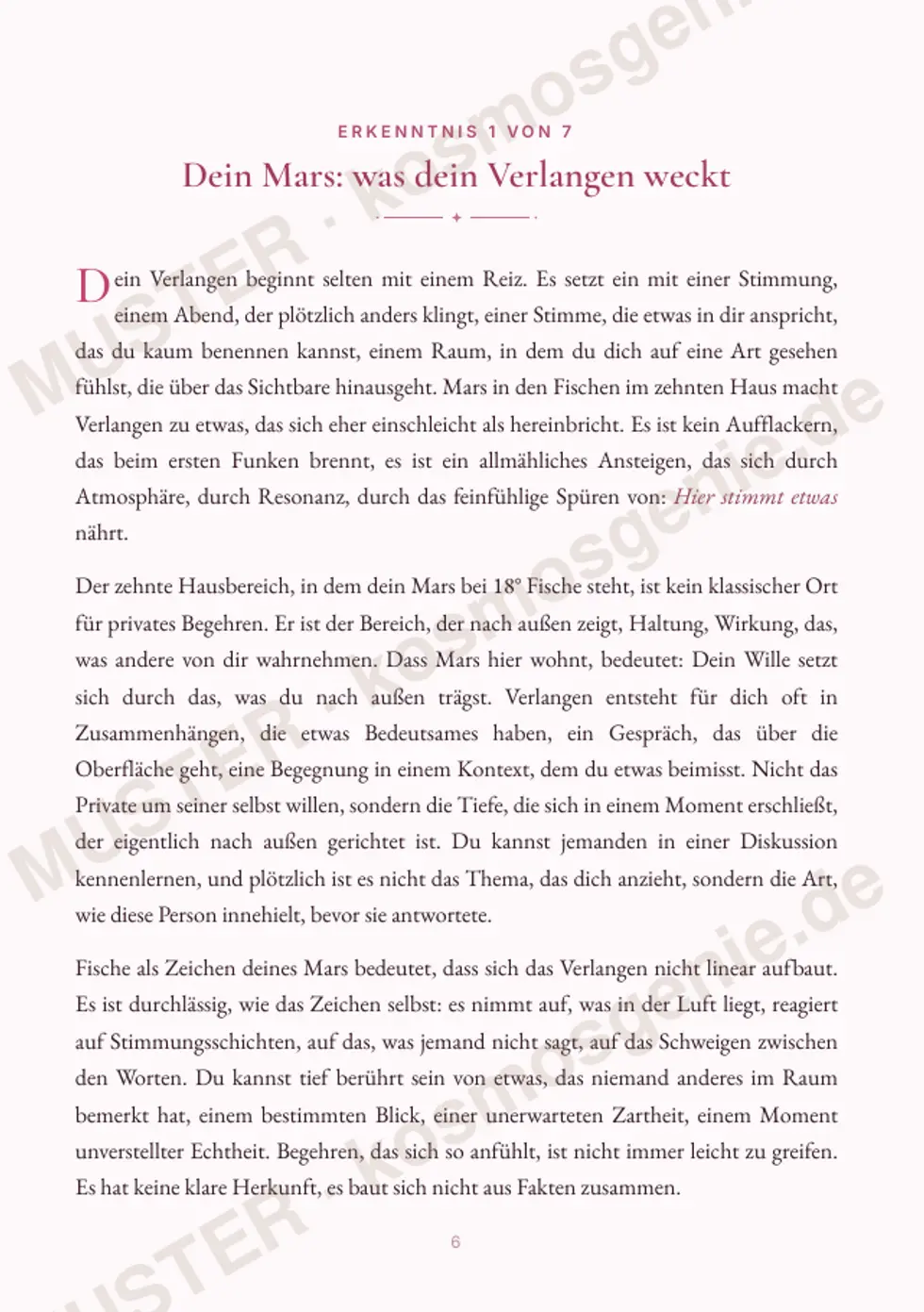 Astro Bite Premium „Dein Begehren“ - erste Seite einer persönlichen Erkenntnis