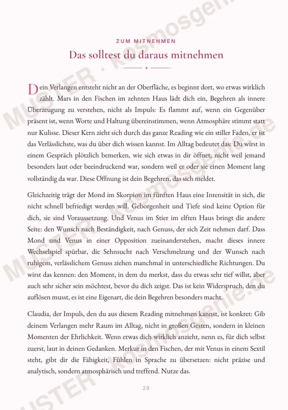 Astro Bite Premium „Dein Begehren“ - Seite „Das solltest du daraus mitnehmen“