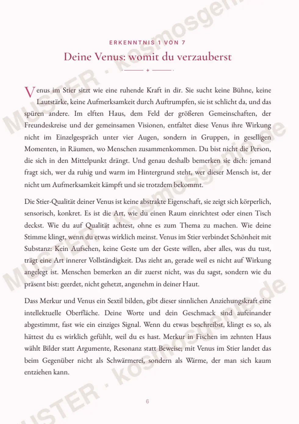Astro Bite Premium „Deine Verführungskunst“ - erste Seite einer persönlichen Erkenntnis