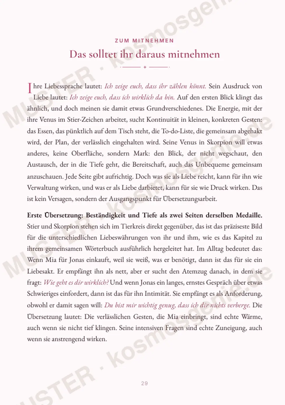 Astro Bite Premium „Eure Liebessprache“ - Seite „Das solltest du daraus mitnehmen“